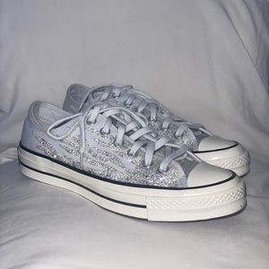 Chuck 70 Converse Silver Flame Sparkle on Silver Canvas BRAND NEW, Womens 8